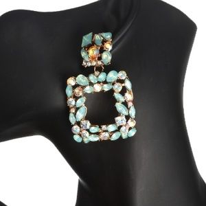 Square rhinestone earrings